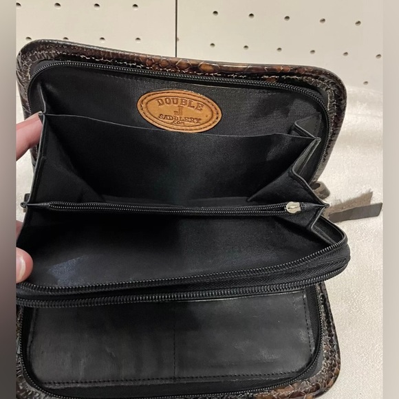 Double J Saddlery Turquoise / Brown Rose Leather Clutch Organizer C New Comments - Picture 4 of 10